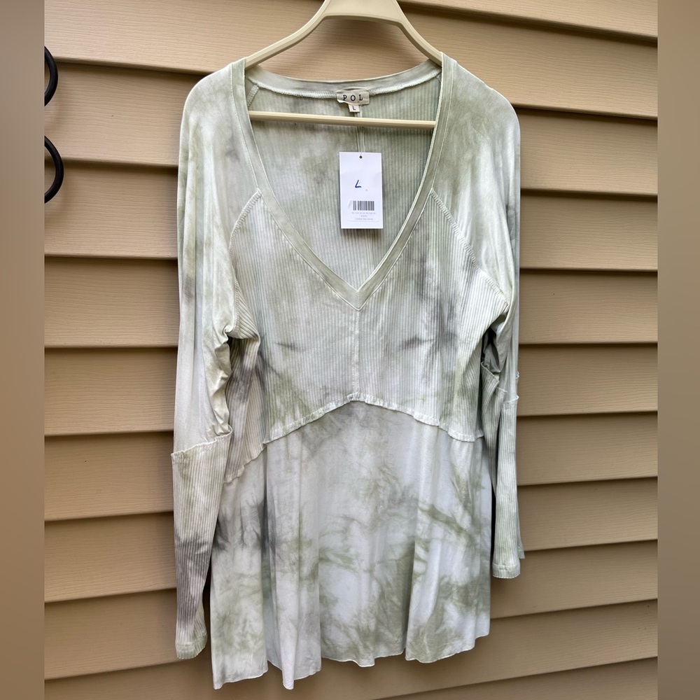 POL Green/White Tye Dye Shirt - NWT, size Large